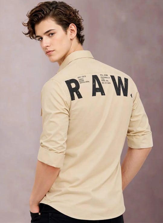 Adro Mens Cotton Twill Cargo Shirt Beige| Stylish Outdoor Travel Shirt