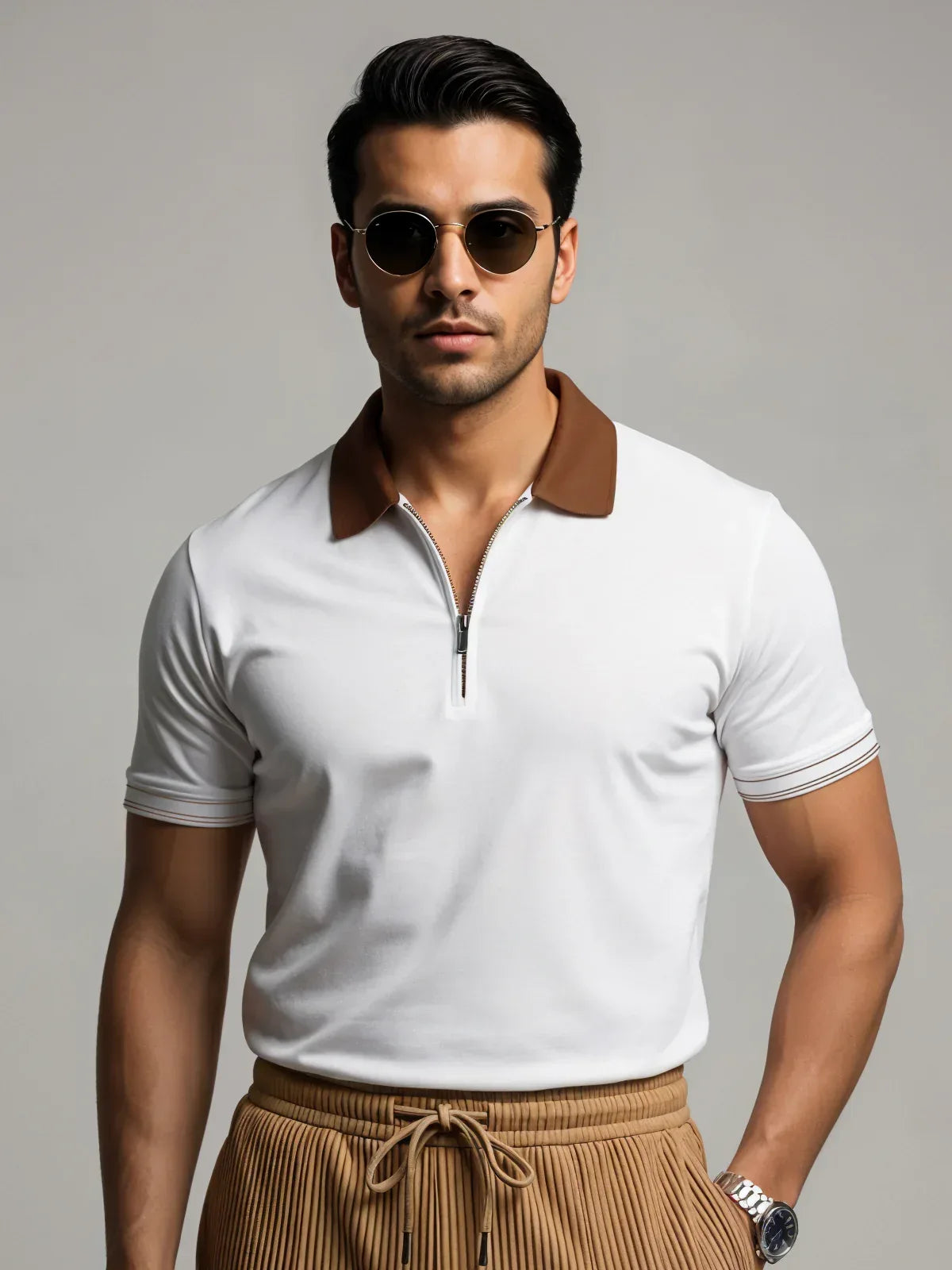 Adro Men’s Polo Shirt | Soft Cotton Blend | Trendy Casual Look Snow White