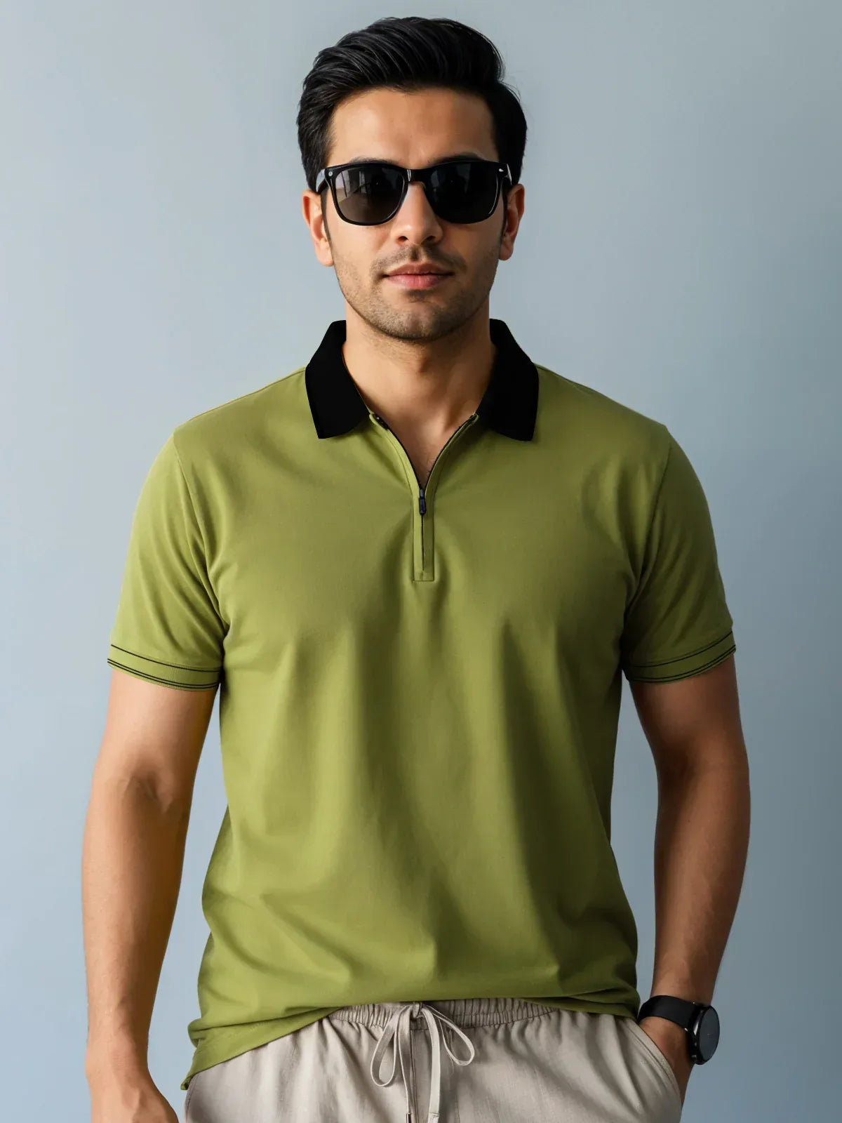 Adro Men’s Polo Shirt | Soft Cotton Blend | Trendy Casual Look Olive