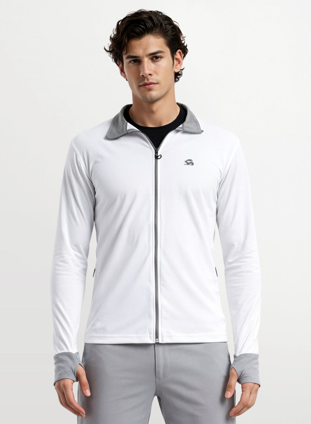 Adro Sunscreen Jacket for Men UV Sun Advanced Protection Running Jackets For Men Biker Jackets with Zipper Sports jacket for men White