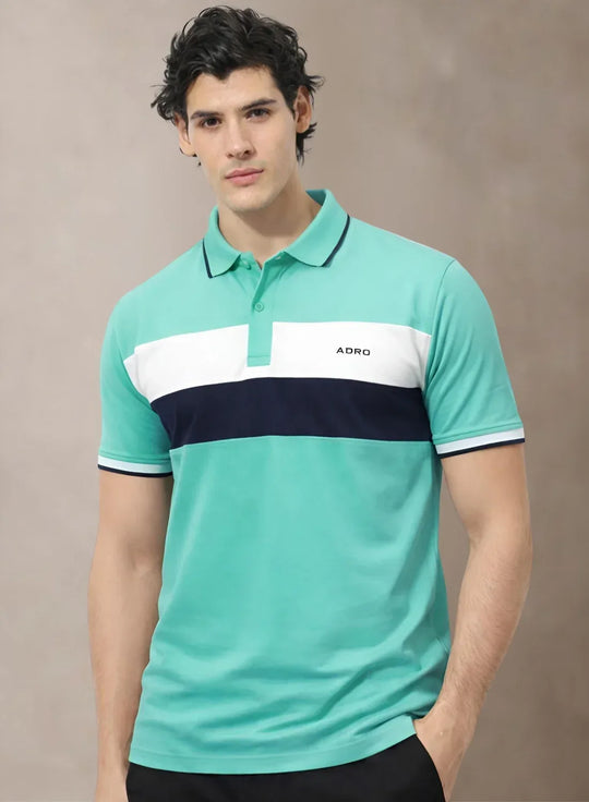 Adro Multicolour Polo T Shirt  |  100% Cotton Mens Polo Tshirt  |  Regular Fit Half Sleeve Cut & Sew Polo T-shirt for men