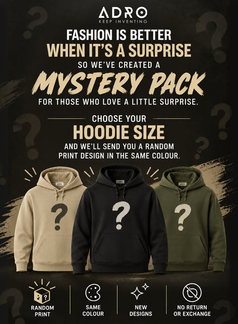 ADRO Men's Mystery Hoodie | 320 GSM Cotton-Blend Fleece | Black