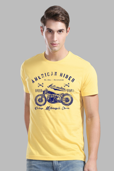 ADRO Men's American Rider Biker Printed Cotton T-Shirt
