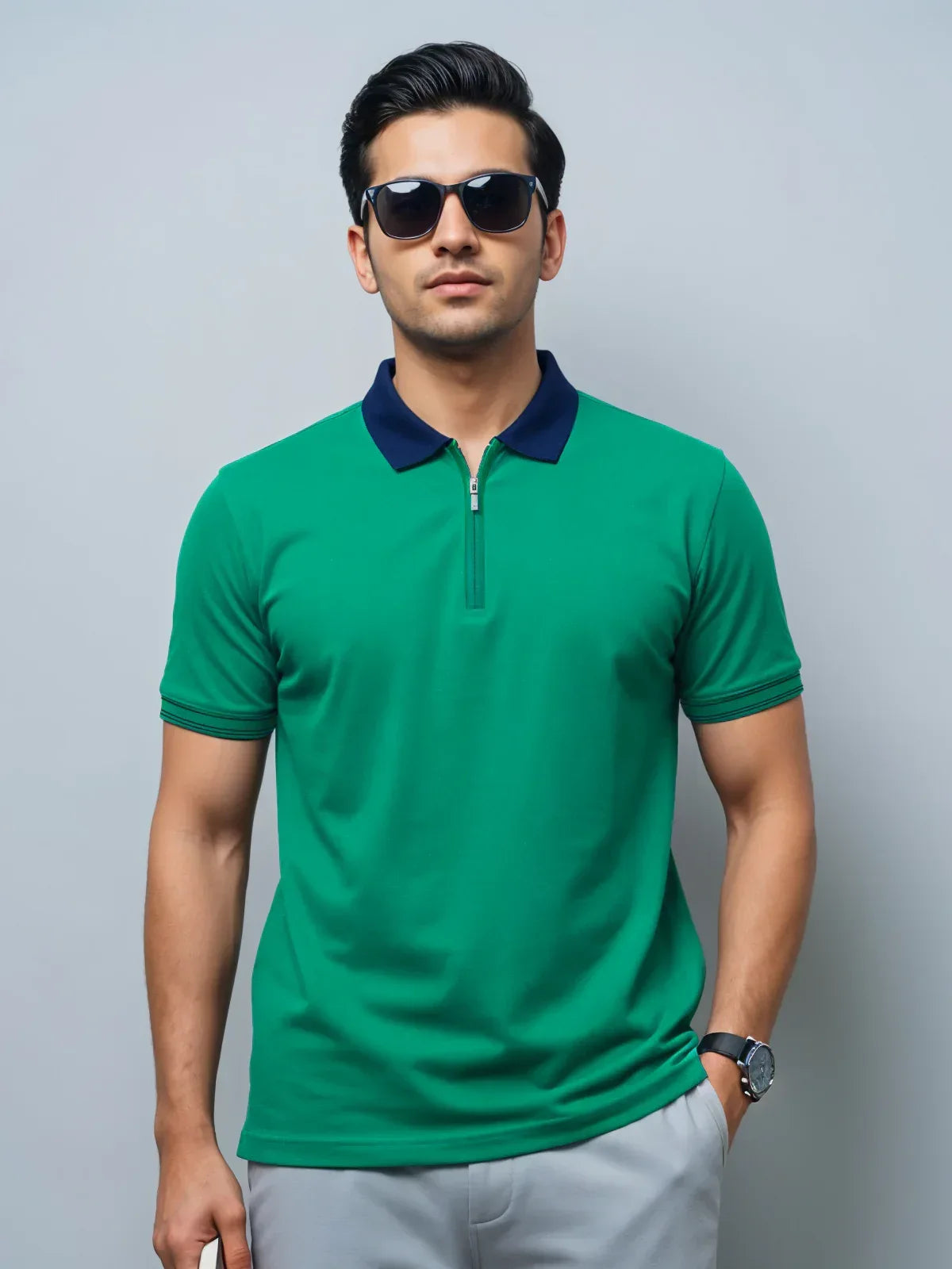Adro Men’s Polo Shirt | Soft Cotton Blend | Trendy Casual Look Turquoise Blue
