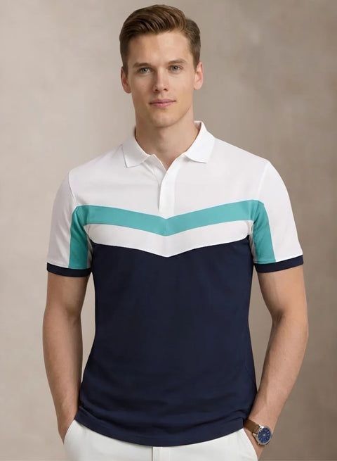 Adro Multicolour Polo T Shirt | 100% Cotton Mens Polo Tshirt | Regular Fit Half Sleeve Cut & Sew Polo T-shirt for men White,Aqua,Navy