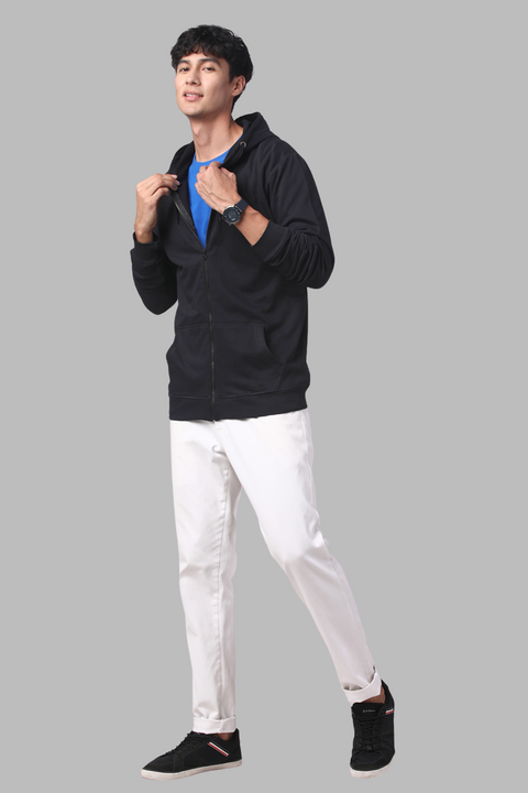ADRO Men's Solid Cotton Zipper Hoodies