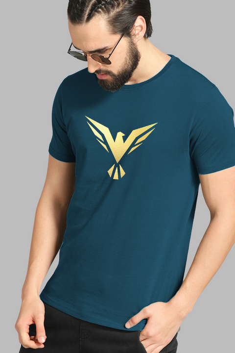 ADRO Men's Bird Gold Printed Cotton T-Shirt