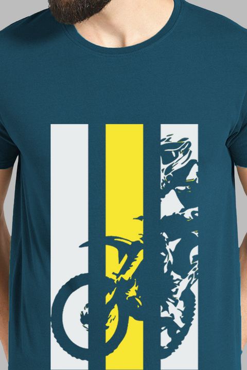 ADRO Men's Bike Rider Printed Cotton T-Shirt