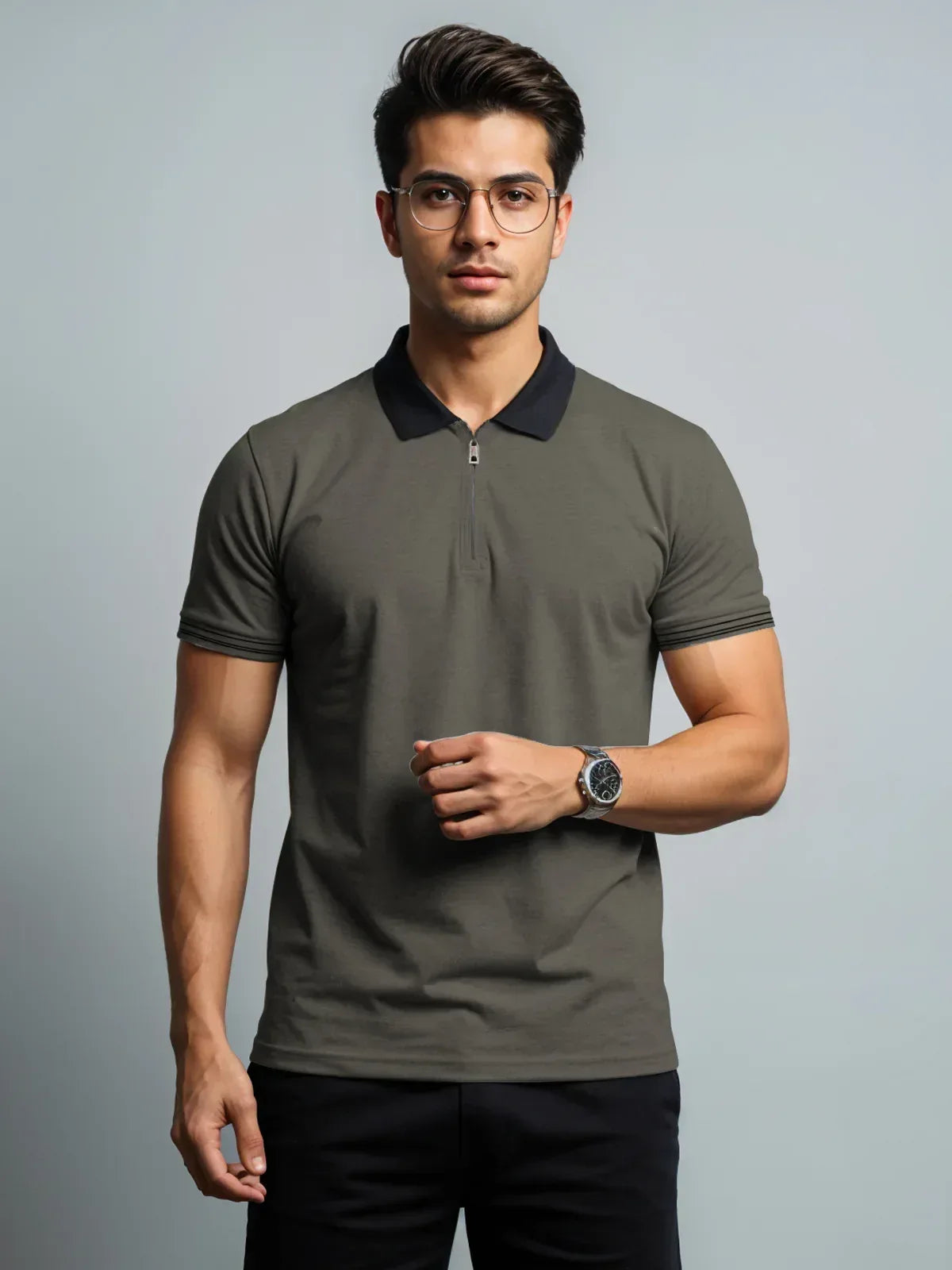 Adro Men’s Polo Shirt | Soft Cotton Blend | Trendy Casual Look Web Grey