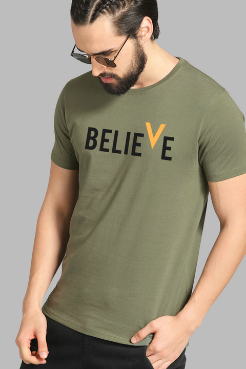 ADRO Men's Believe Design Printed T-Shirt