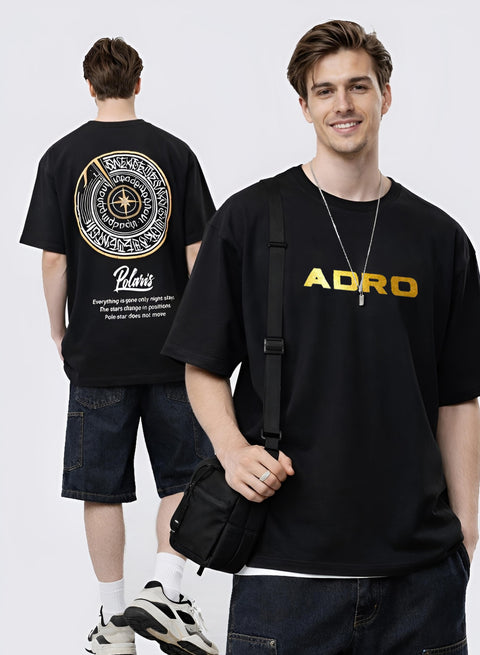 Adro Oversized Men’s T-Shirt | Skin Friendly Print | Everyday Comfort Black