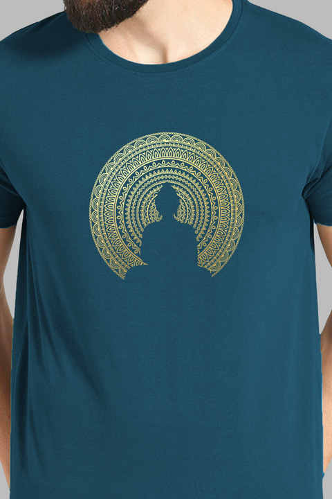 ADRO Men's Budha Gold Printed Cotton T-Shirt