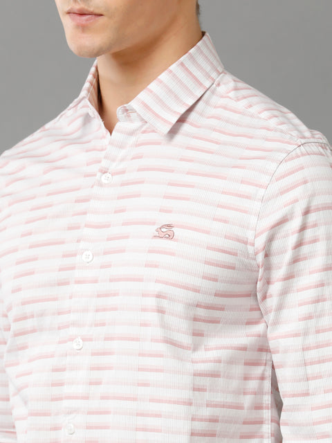 Men Light Pink Checked Slim Fit Giza Cotton Casual Shirt