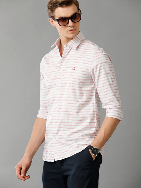 Men Light Pink Checked Slim Fit Giza Cotton Casual Shirt