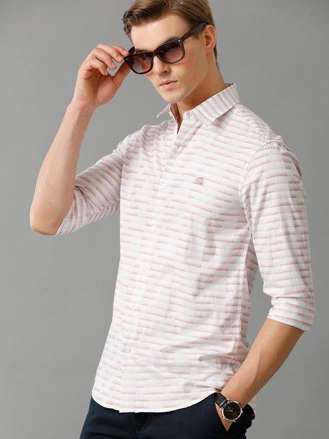 Buy Men Light Pink Checked Slim Fit Cotton Casual Shirt