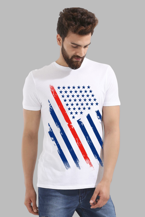 ADRO Men's USA Flag Printed Cotton T-Shirt