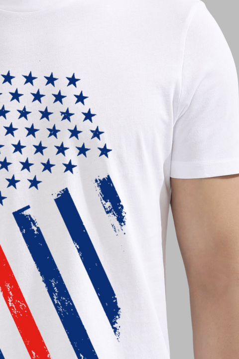 ADRO Men's USA Flag Printed Cotton T-Shirt