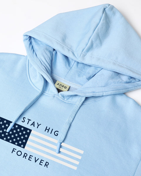 Adro Stay High Forever Graphic Hoodie – Light Blue