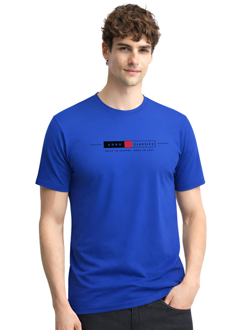 ADRO Mens Summer T-Shirt | Classic Heritage Printed Cotton Tshirt | Regular Fit Casual T-Shirts | Stylish Summer Tshirts Royal Blue