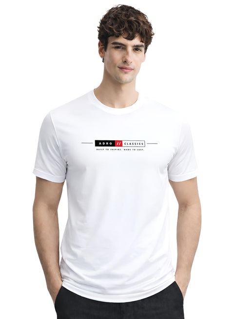 ADRO Mens Summer T-Shirt | Classic Heritage Printed Cotton Tshirt | Regular Fit Casual T-Shirts | Stylish Summer Tshirts White