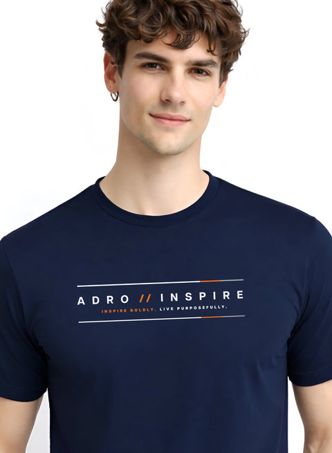 ADRO Mens Inspire Signature Printed T-Shirt for Men | Cotton Printed Tshirt | Regular Fit Casual T-Shirts | Summer Tshirts