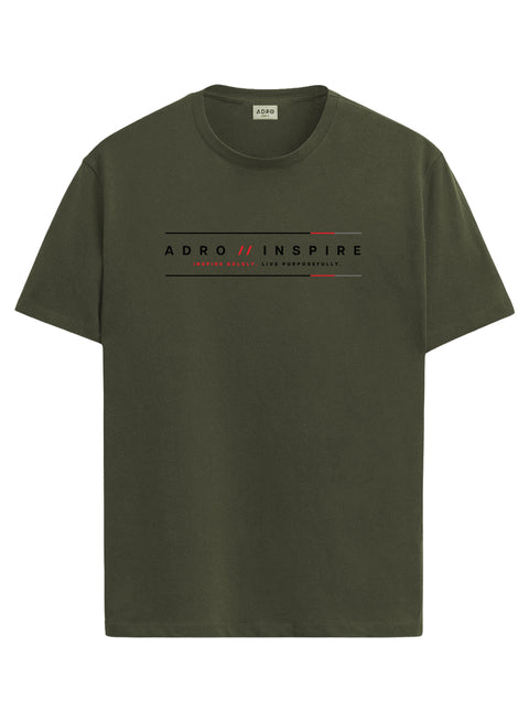 ADRO Mens Inspire Signature Printed T-Shirt for Men | Cotton Printed Tshirt | Regular Fit Casual T-Shirts | Summer Tshirts