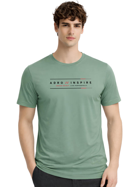 ADRO Mens Inspire Signature Printed T-Shirt for Men | Cotton Printed Tshirt | Regular Fit Casual T-Shirts | Summer Tshirts Pista