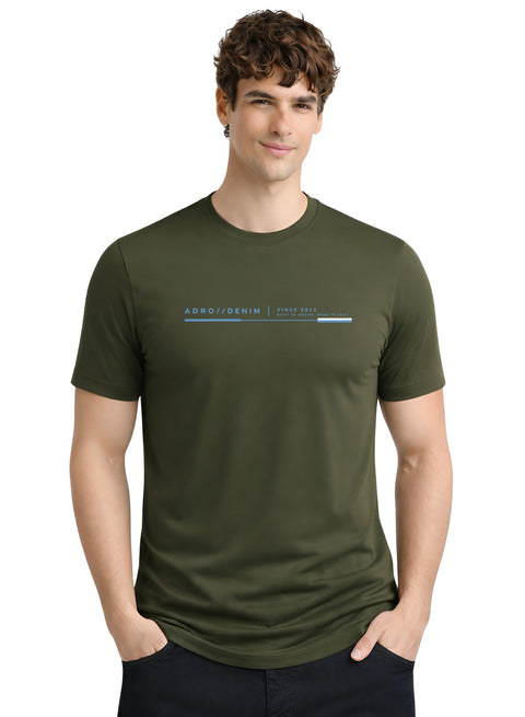 ADRO Mens Printed T-Shirt| Cotton Printed Tshirt for men| Regular Fit Casual T-Shirts | Premium Summer Tshirts Olive