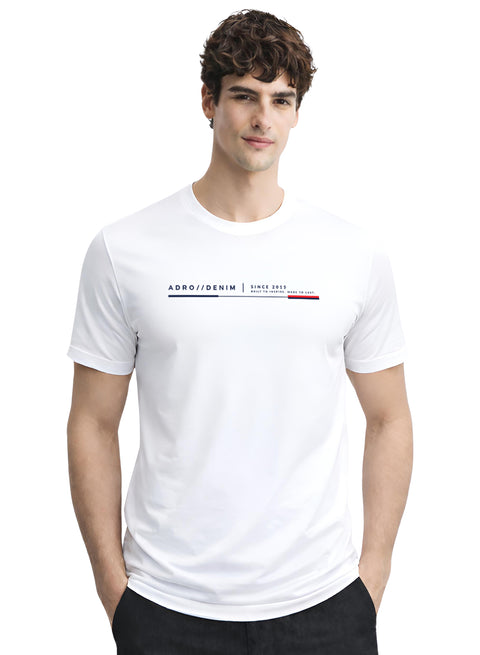 ADRO Mens Printed T-Shirt| Cotton Printed Tshirt for men| Regular Fit Casual T-Shirts | Premium Summer Tshirts White