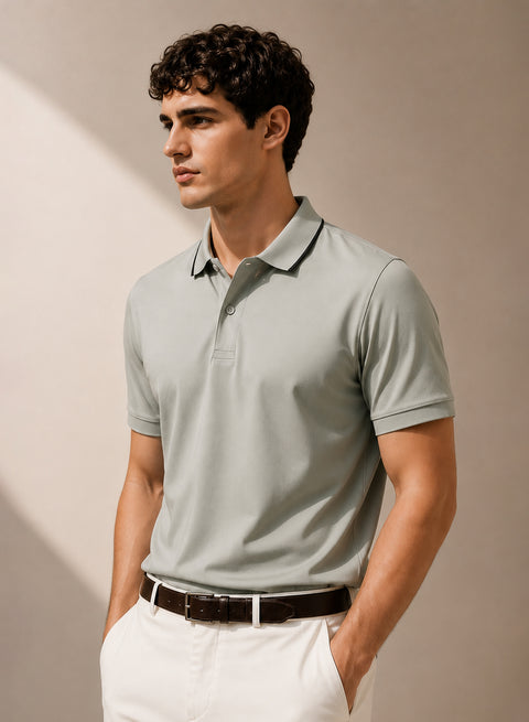 ADRO Mens Polo TShirt | Airtex Cotton Matty Fabric | Regular Fit | Breathable, Durable & Premium Casual Polo T-Shirt for Men | Agave