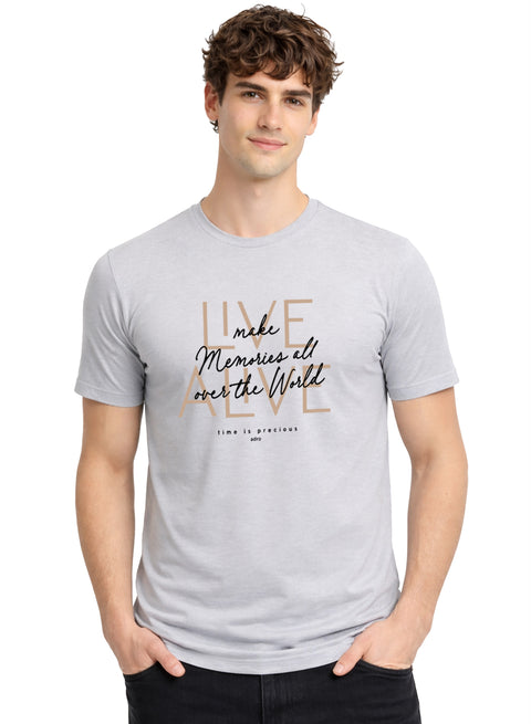 ADRO Printed Tshirt for Men | Cotton Printed T-shirt | Regular Fit Casual Mens T-Shirts | Premium Summer Tshirts Grey