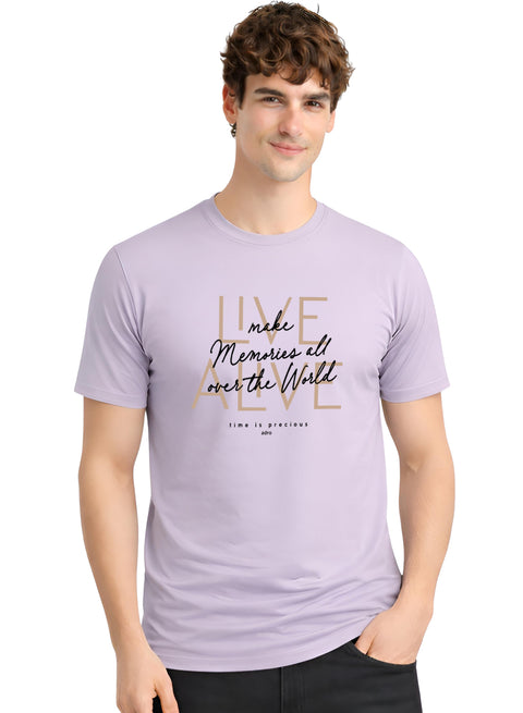 ADRO Printed Tshirt for Men | Cotton Printed T-shirt | Regular Fit Casual Mens T-Shirts | Premium Summer Tshirts Lilac Grey