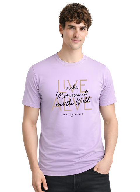 ADRO Printed Tshirt for Men | Cotton Printed T-shirt | Regular Fit Casual Mens T-Shirts | Premium Summer Tshirts Lavender