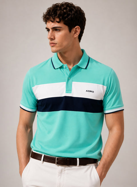 Adro Multicolour Polo T Shirt | 100% Cotton Mens Polo Tshirt | Regular Fit Half Sleeve Cut & Sew Polo T-shirt for men  | Cool Crest