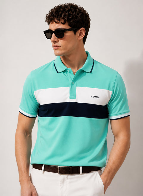 Adro Multicolour Polo T Shirt | 100% Cotton Mens Polo Tshirt | Regular Fit Half Sleeve Cut & Sew Polo T-shirt for men  | Cool Crest