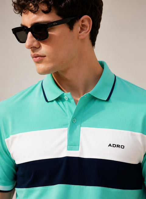 Adro Multicolour Polo T Shirt | 100% Cotton Mens Polo Tshirt | Regular Fit Half Sleeve Cut & Sew Polo T-shirt for men  | Cool Crest