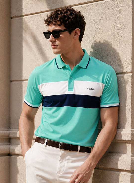 Adro Multicolour Polo T Shirt | 100% Cotton Mens Polo Tshirt | Regular Fit Half Sleeve Cut & Sew Polo T-shirt for men  | Cool Crest