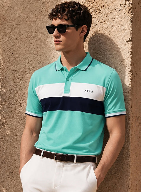 Adro Multicolour Polo T Shirt | 100% Cotton Mens Polo Tshirt | Regular Fit Half Sleeve Cut & Sew Polo T-shirt for men  | Cool Crest