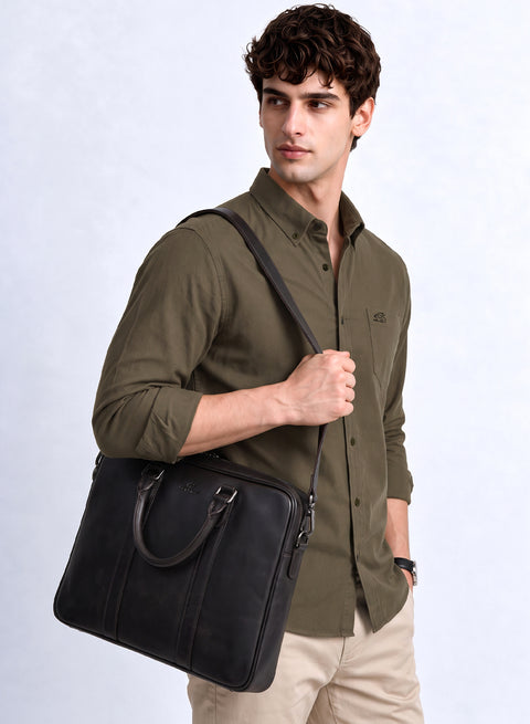 ADRO Men's Premium Oxford Cotton Shirt | Full Sleeve Casual Shirt | Regular Fit | Army Brown