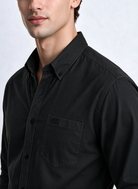 ADRO Men's Premium Oxford Cotton Shirt | Full Sleeve Casual Shirt | Regular Fit | Dark Grey