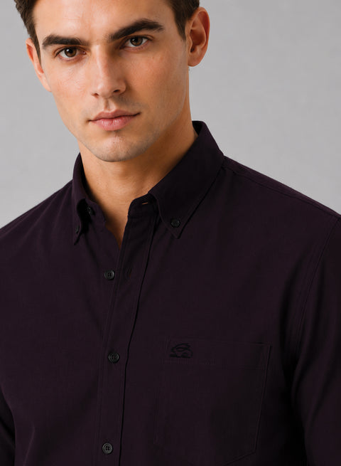 ADRO Men's Premium Oxford Cotton Shirt | Full Sleeve Casual Shirt | Regular Fit | Maroon