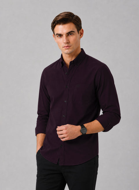 ADRO Men's Premium Oxford Cotton Shirt | Full Sleeve Casual Shirt | Regular Fit | Maroon