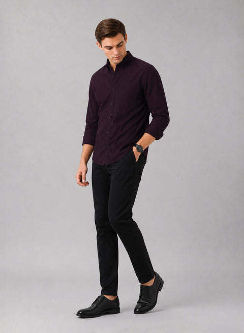 ADRO Premium Oxford Cotton Casual Shirt – Aubergine