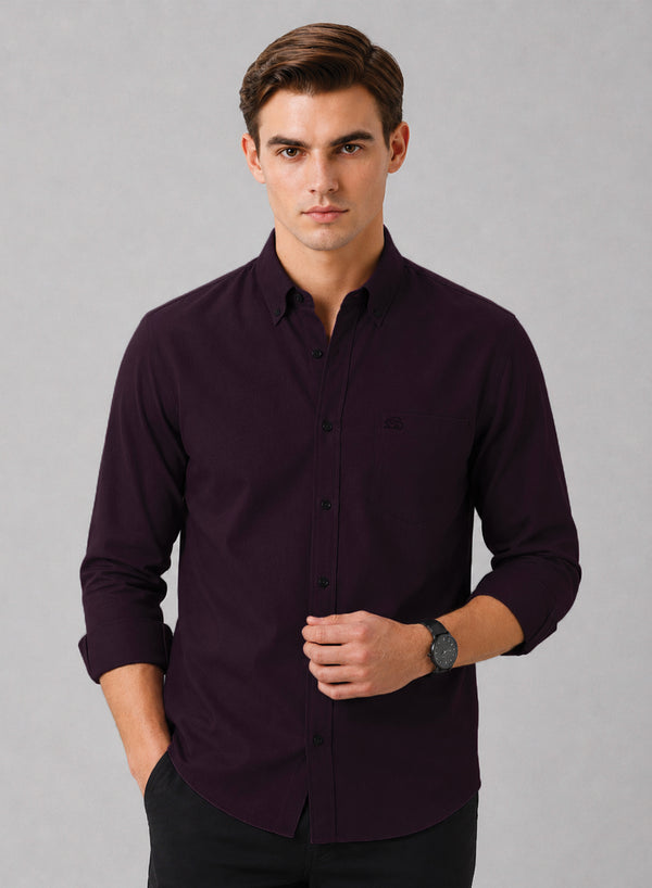 ADRO Premium Oxford Cotton Casual Shirt – Aubergine