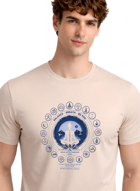 ADRO Yoga T-Shirt for Men | Mandala Printed Cotton Tshirt  | Regular Fit Casual T-Shirts | Premium Summer Tshirts