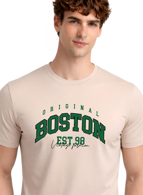 Adro Mens Boston City Printed Tshirt | Athletic Stylish Summer College Cotton T-shirt | Sporty Comfortable T shirts | Regular Fit
