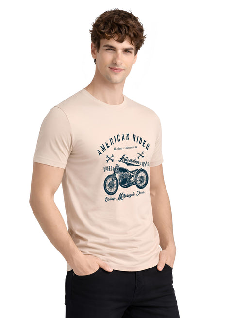 Adro Mens American Rider Printed T-Shirt | 100% Cotton T shirt for Bikers | Stylish Casual Tee Summer Regular Fit Biker Tshirt