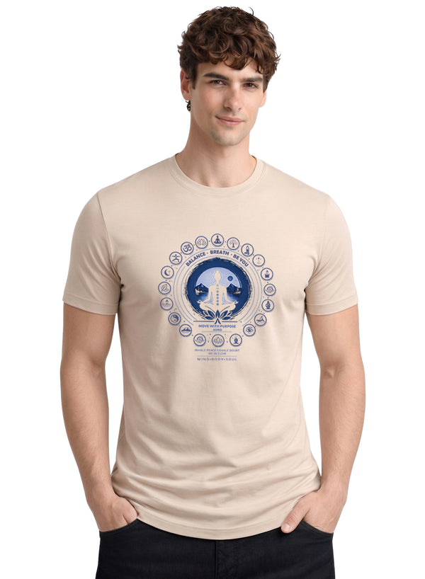 ADRO Yoga T-Shirt for Men | Mandala Printed Cotton Tshirt  | Regular Fit Casual T-Shirts | Premium Summer Tshirts