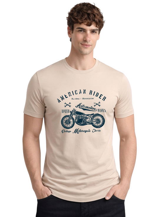Adro Mens American Rider Printed T-Shirt | 100% Cotton T shirt for Bikers | Stylish Casual Tee Summer Regular Fit Biker Tshirt