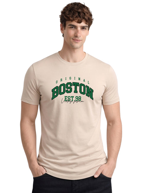 Adro Mens Boston City Printed Tshirt | Athletic Stylish Summer College Cotton T-shirt | Sporty Comfortable T shirts | Regular Fit